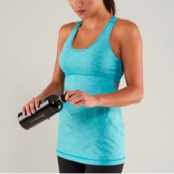 Lululemon Turbo Tank Top - Size 4 - VGUC - Built-in Shelf Bra  - Blue Turquoise - Picture 2 of 5